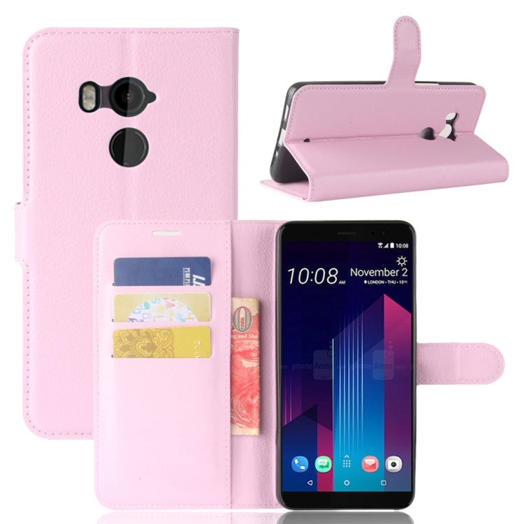 For HTC U11+ Litchi Texture Horizontal Flip Leather Case with Holder & Card Slots & Wallet