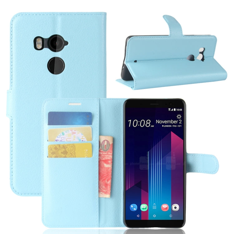 For HTC U11+ Litchi Texture Horizontal Flip Leather Case with Holder & Card Slots & Wallet