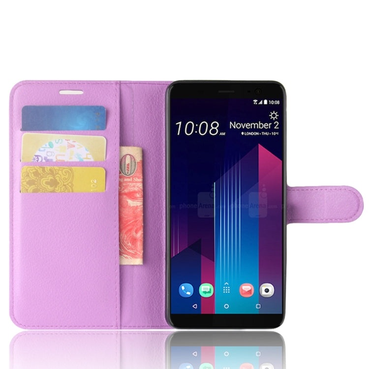 For HTC U11+ Litchi Texture Horizontal Flip Leather Case with Holder & Card Slots & Wallet