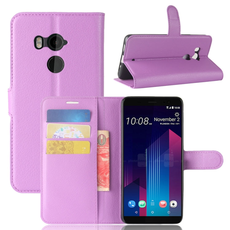 For HTC U11+ Litchi Texture Horizontal Flip Leather Case with Holder & Card Slots & Wallet