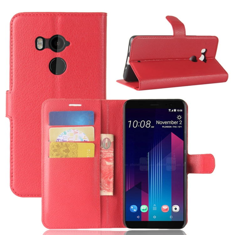 For HTC U11+ Litchi Texture Horizontal Flip Leather Case with Holder & Card Slots & Wallet