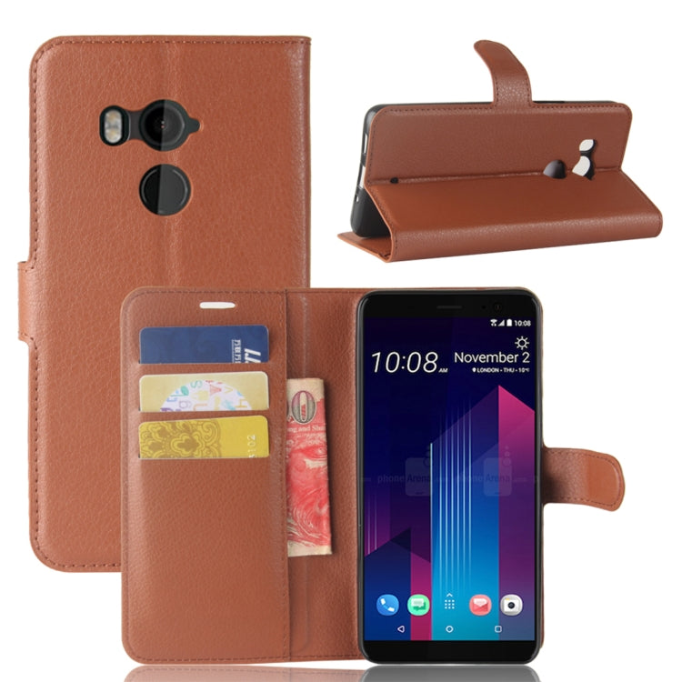For HTC U11+ Litchi Texture Horizontal Flip Leather Case with Holder & Card Slots & Wallet