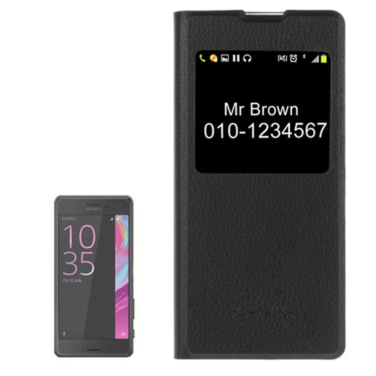 For Sony Xperia XA Litchi Texture Horizontal Flip PU Leather Case with Call Display ID