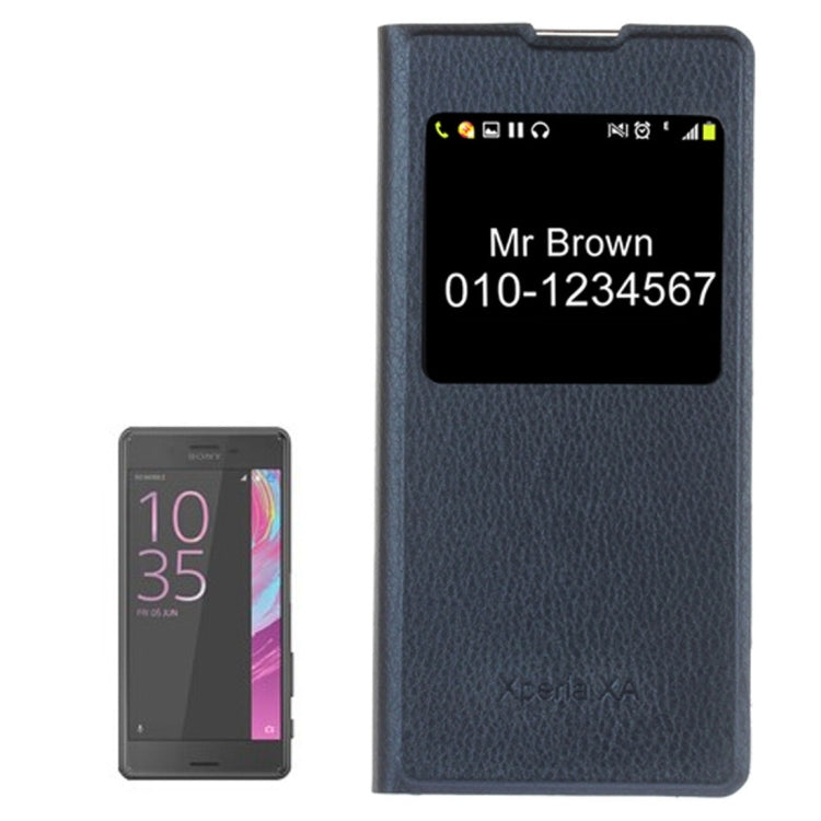 For Sony Xperia XA Litchi Texture Horizontal Flip PU Leather Case with Call Display ID