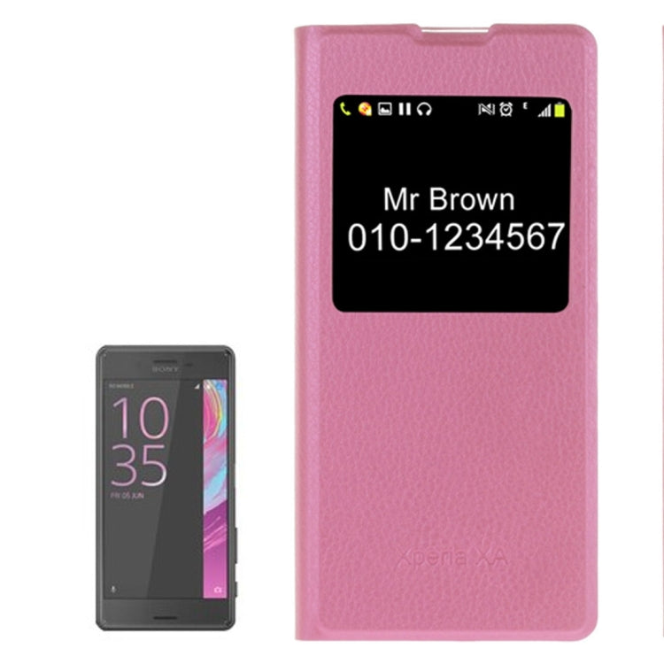 For Sony Xperia XA Litchi Texture Horizontal Flip PU Leather Case with Call Display ID