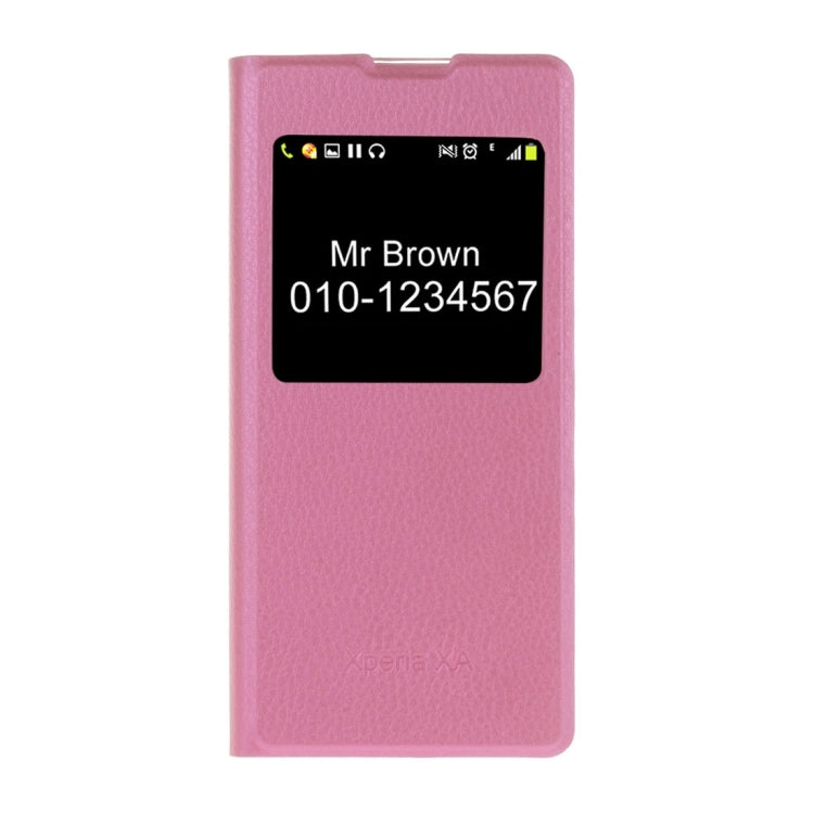 For Sony Xperia XA Litchi Texture Horizontal Flip PU Leather Case with Call Display ID