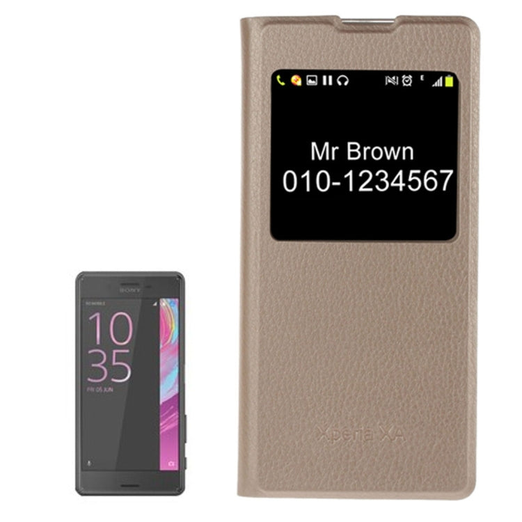 For Sony Xperia XA Litchi Texture Horizontal Flip PU Leather Case with Call Display ID