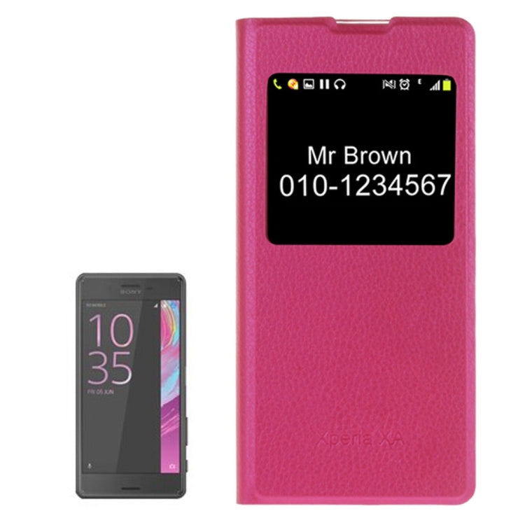 For Sony Xperia XA Litchi Texture Horizontal Flip PU Leather Case with Call Display ID