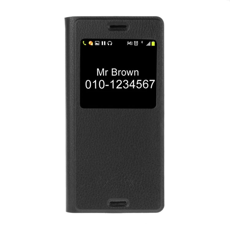 For Sony Xperia X Litchi Texture Horizontal Flip PU Leather Case with Call Display ID