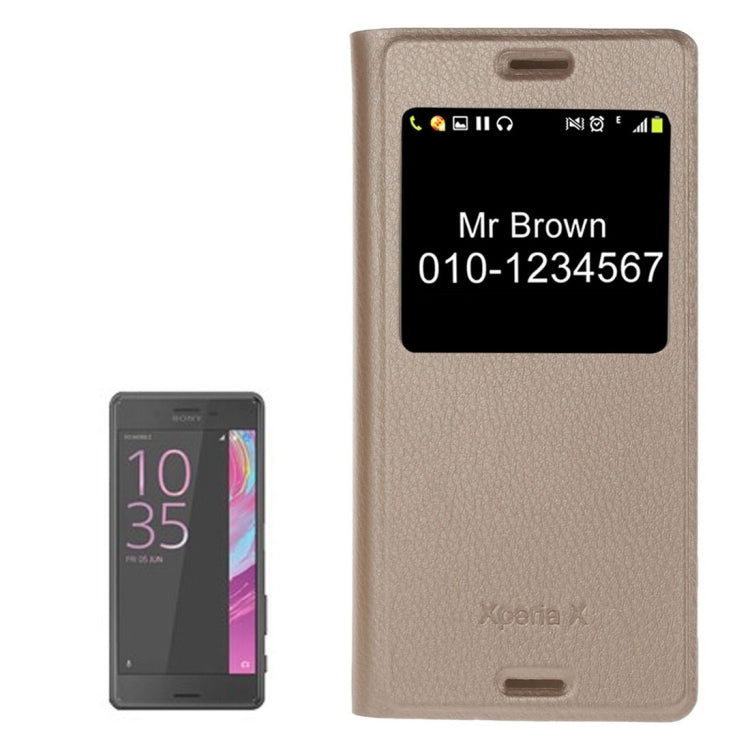 For Sony Xperia X Litchi Texture Horizontal Flip PU Leather Case with Call Display ID