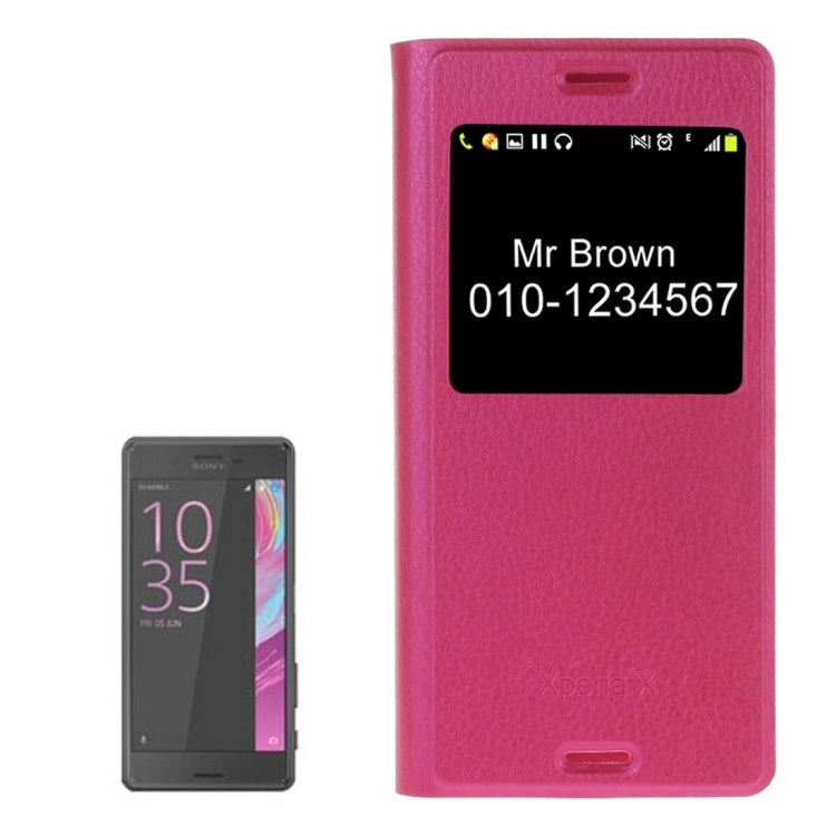 For Sony Xperia X Litchi Texture Horizontal Flip PU Leather Case with Call Display ID