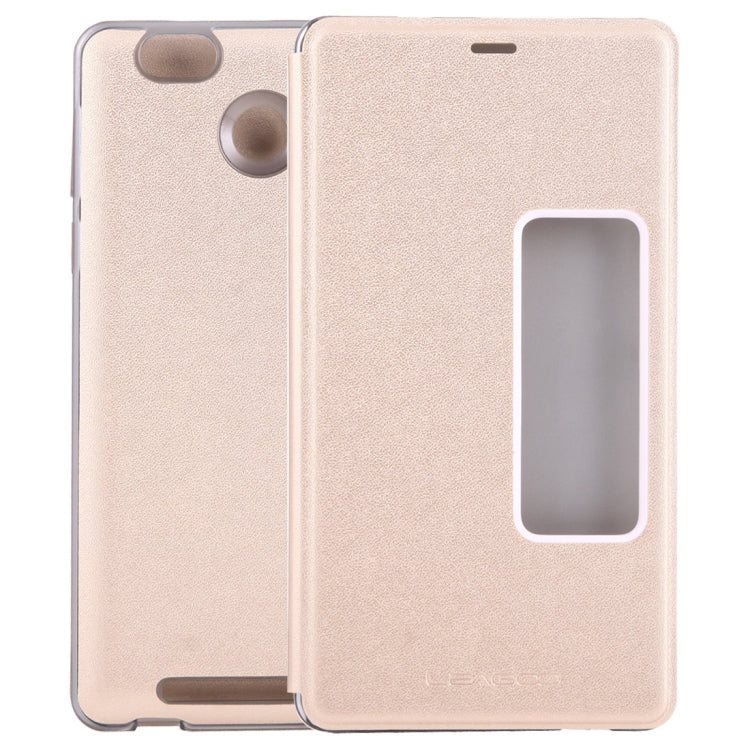 LEAGOO for Shark 1 (MPH0234) Horizontal Flip Leather Case with Call Display ID(Gold)