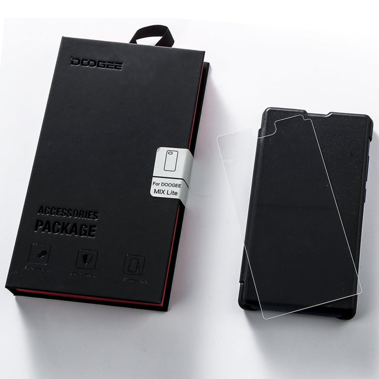 For DOOGEE  MIX Lite Leather Texture Leather + Plastic Horizontal Flip Leather Case with Tempered Glass Screen Protector