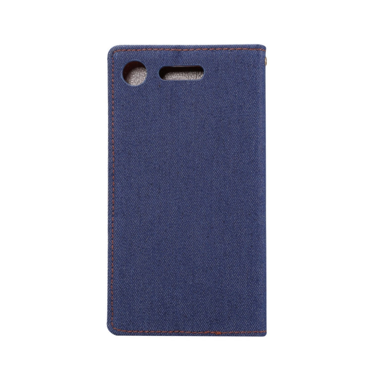 Dibase for Sony Xperia XZ1 Denim Texture TPU Horizontal Flip Leather Case with Holder & Card Slots(Dark Blue)