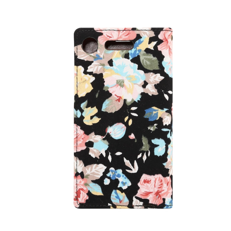 Dibase for Sony Xperia XZ1 Flower Pattern Cloth Surface TPU Horizontal Flip Leather Case with Holder & Card Slots