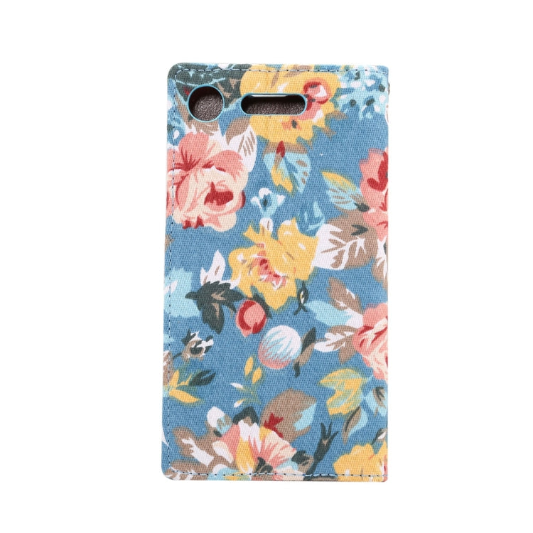 Dibase for Sony Xperia XZ1 Flower Pattern Cloth Surface TPU Horizontal Flip Leather Case with Holder & Card Slots