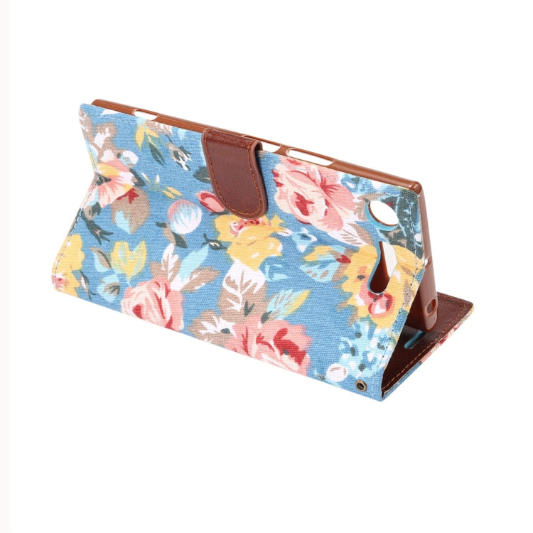 Dibase for Sony Xperia XZ1 Flower Pattern Cloth Surface TPU Horizontal Flip Leather Case with Holder & Card Slots