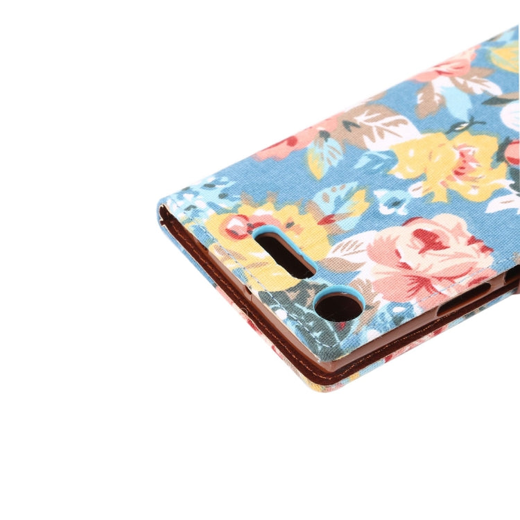 Dibase for Sony Xperia XZ1 Flower Pattern Cloth Surface TPU Horizontal Flip Leather Case with Holder & Card Slots