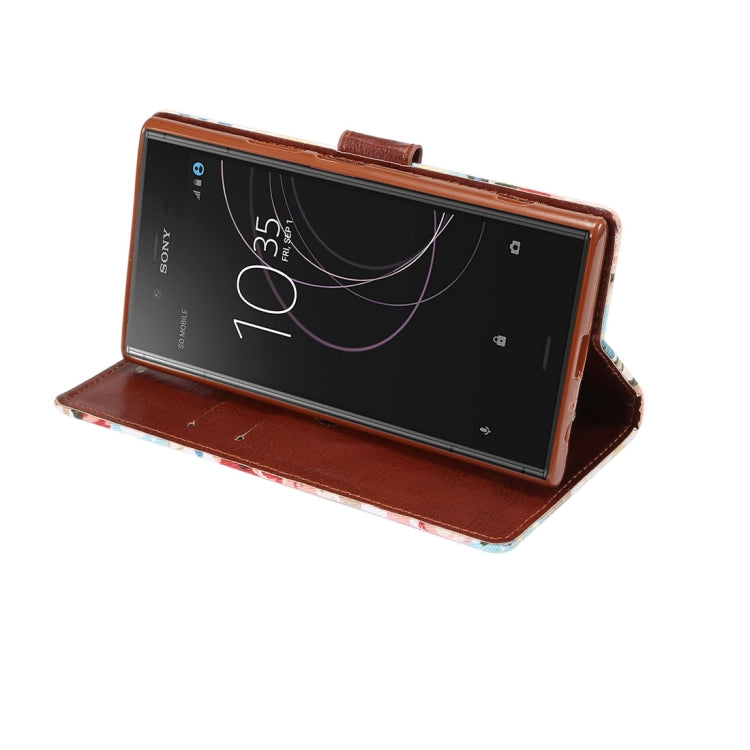 Dibase for Sony Xperia XZ1 Flower Pattern Cloth Surface TPU Horizontal Flip Leather Case with Holder & Card Slots