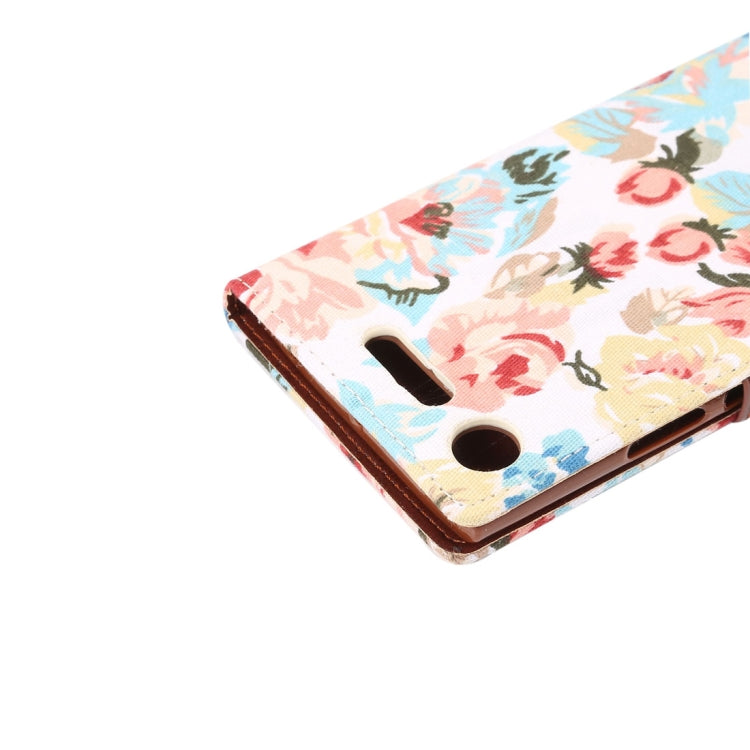 Dibase for Sony Xperia XZ1 Flower Pattern Cloth Surface TPU Horizontal Flip Leather Case with Holder & Card Slots