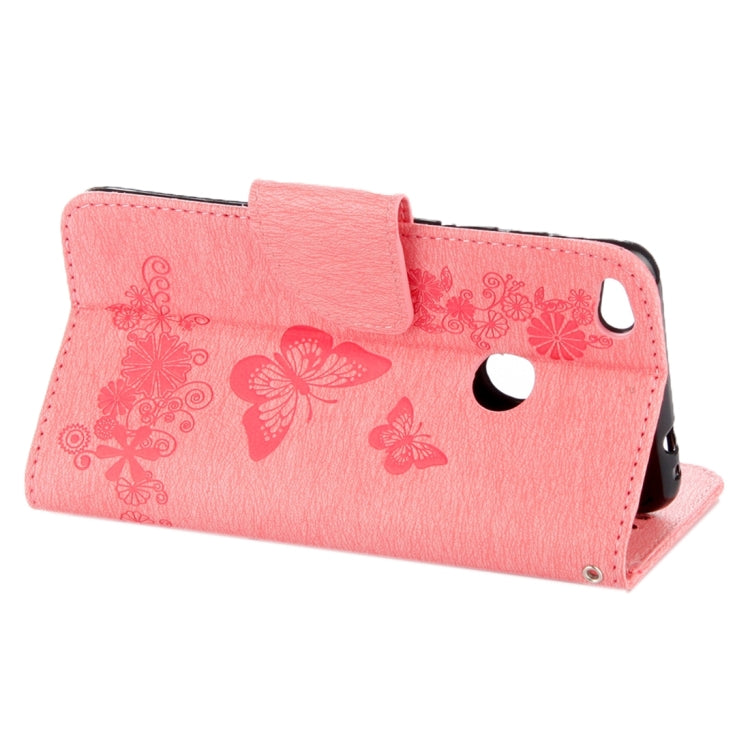 For Huawei P8 Lite (2017) Butterflies Embossing Horizontal Flip Leather Case with Holder & Card Slots & Wallet & Lanyard