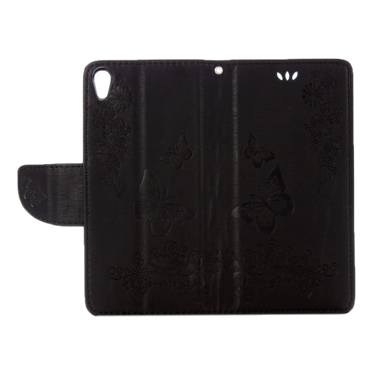 For Sony Xperia E5 Butterflies Embossing Horizontal Flip Leather Case with Holder & Card Slots & Wallet & Lanyard