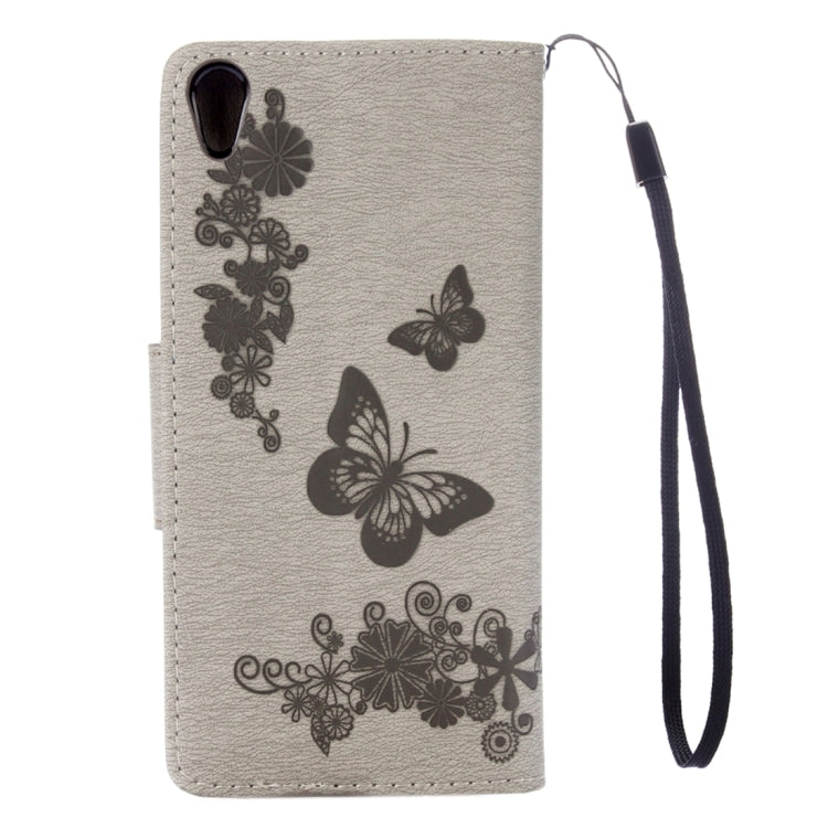 For Sony Xperia E5 Butterflies Embossing Horizontal Flip Leather Case with Holder & Card Slots & Wallet & Lanyard