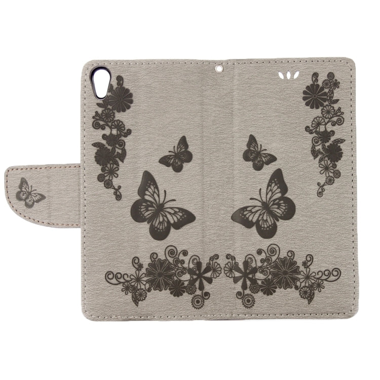 For Sony Xperia E5 Butterflies Embossing Horizontal Flip Leather Case with Holder & Card Slots & Wallet & Lanyard