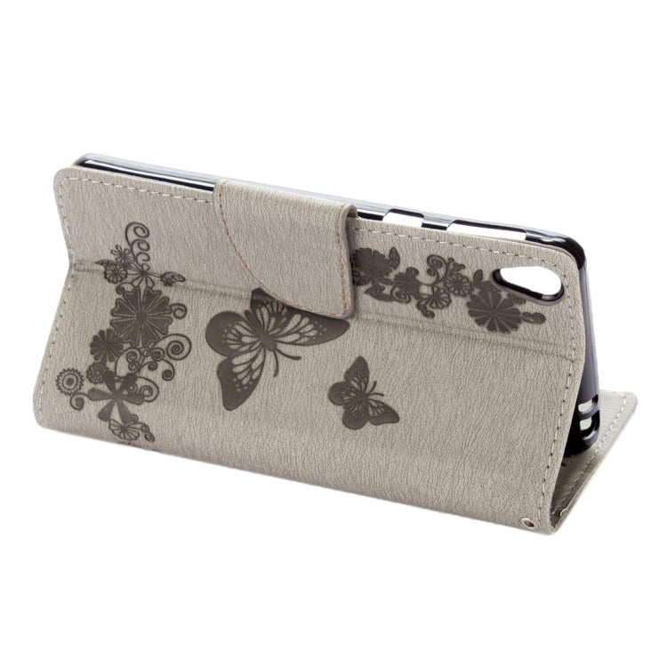 For Sony Xperia E5 Butterflies Embossing Horizontal Flip Leather Case with Holder & Card Slots & Wallet & Lanyard