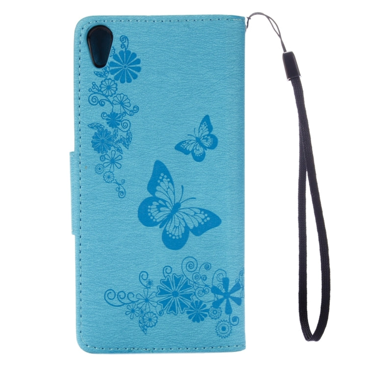 For Sony Xperia E5 Butterflies Embossing Horizontal Flip Leather Case with Holder & Card Slots & Wallet & Lanyard