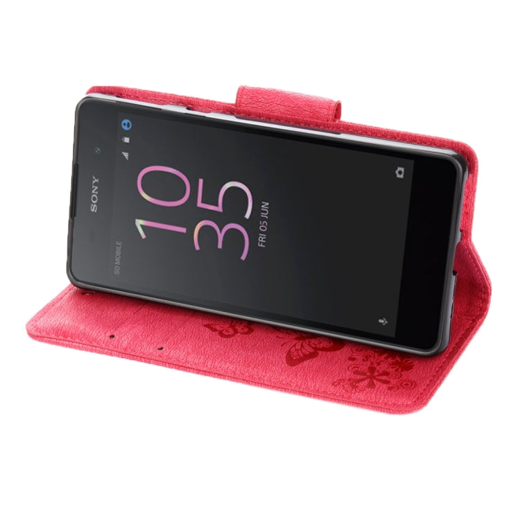 For Sony Xperia E5 Butterflies Embossing Horizontal Flip Leather Case with Holder & Card Slots & Wallet & Lanyard