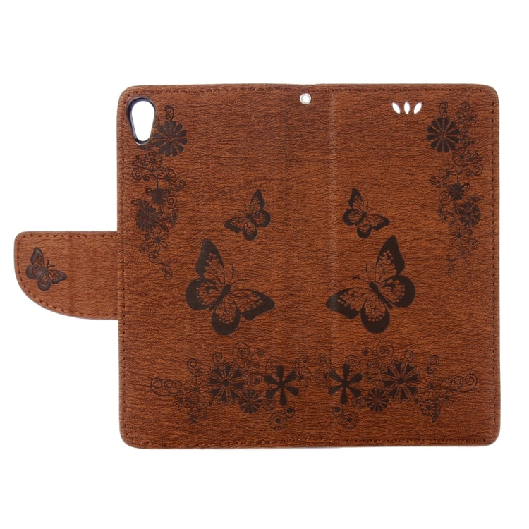 For Sony Xperia E5 Butterflies Embossing Horizontal Flip Leather Case with Holder & Card Slots & Wallet & Lanyard