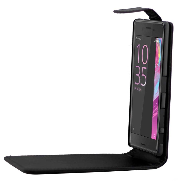 For Sony Xperia X Performance Plain Texture Vertical Flip Leather Case Waist Bag with Magnetic Buckle(Black)