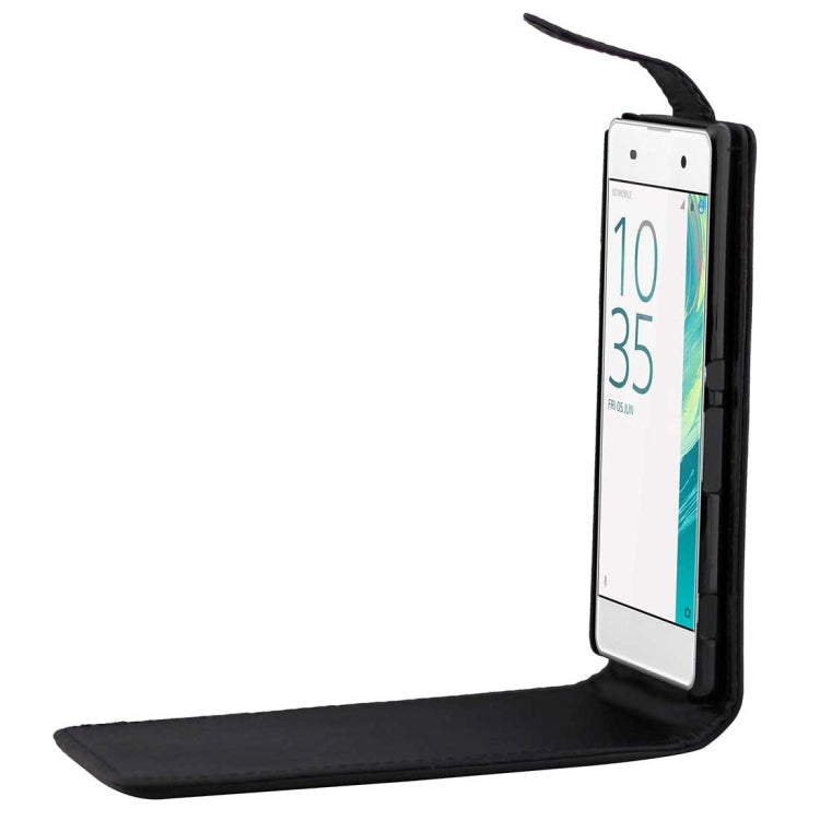 For Sony Xperia XA Plain Texture Vertical Flip Leather Case Waist Bag with Magnetic Buckle(Black)