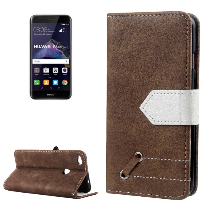 For Huawei  P8 Lite (2017) Retro Crazy Horse Texture Contrast Color Horizontal Flip Leather Case with Holder & Card Slots & Wallet & Photo Frame & Lanyard