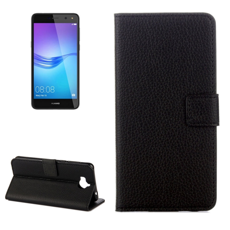 For Huawei  Y5 (2017) Litchi Texture Horizontal Flip Leather Case with Holder & Card Slots & Wallet (Black)