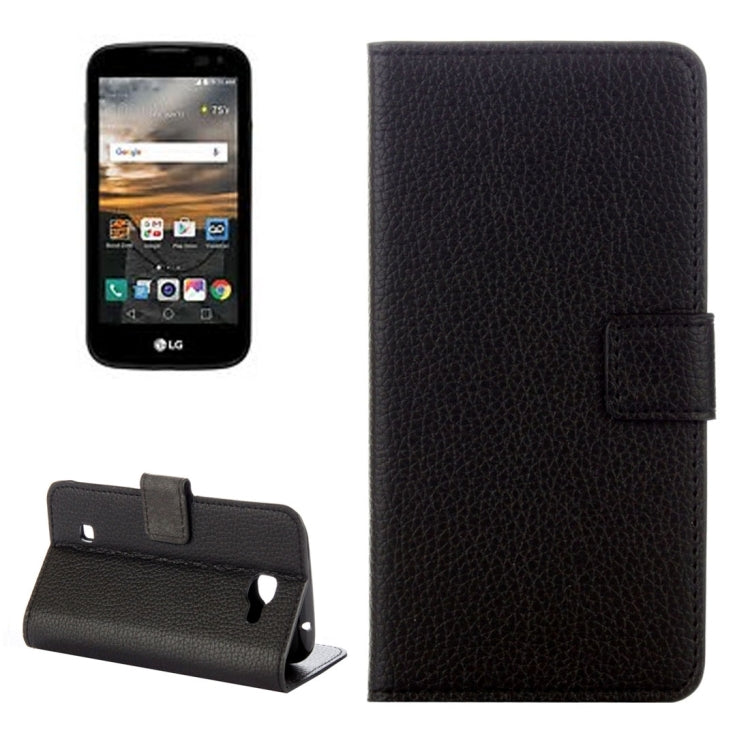 For LG K3 (2017) Litchi Texture Horizontal Flip Leather Case with Holder & Card Slots & Wallet(Black)