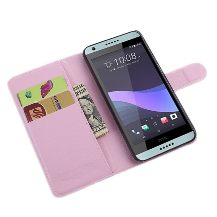 For HTC Desire 650 Litchi Texture Horizontal Flip Leather Case with Holder & Card Slots & Wallet