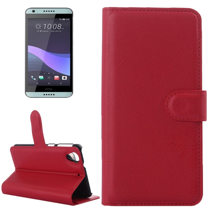 For HTC Desire 650 Litchi Texture Horizontal Flip Leather Case with Holder & Card Slots & Wallet