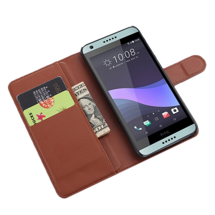 For HTC Desire 650 Litchi Texture Horizontal Flip Leather Case with Holder & Card Slots & Wallet