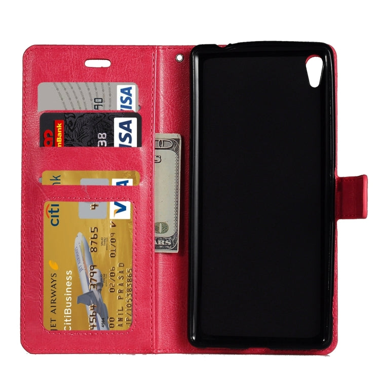 For Sony Xperia C6 Ultra Crazy Horse Texture Horizontal Flip PU Leather Case with Holder & Card Slots & Wallet & Lanyard