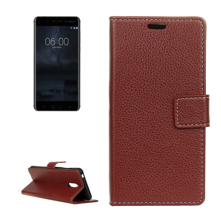 For Nokia 6 Litchi Texture Horizontal Flip Leather Case with Holder & Card Slots & Wallet & Photo Frame