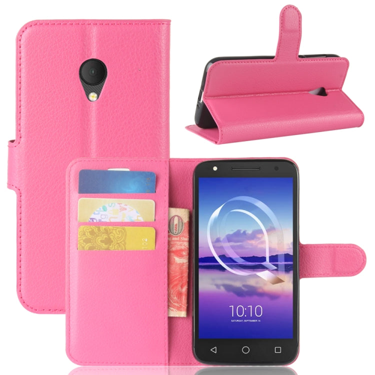 For Alcatel U5 HD Litchi Texture Horizontal Flip Leather Case with Holder & Card Slots & Wallet
