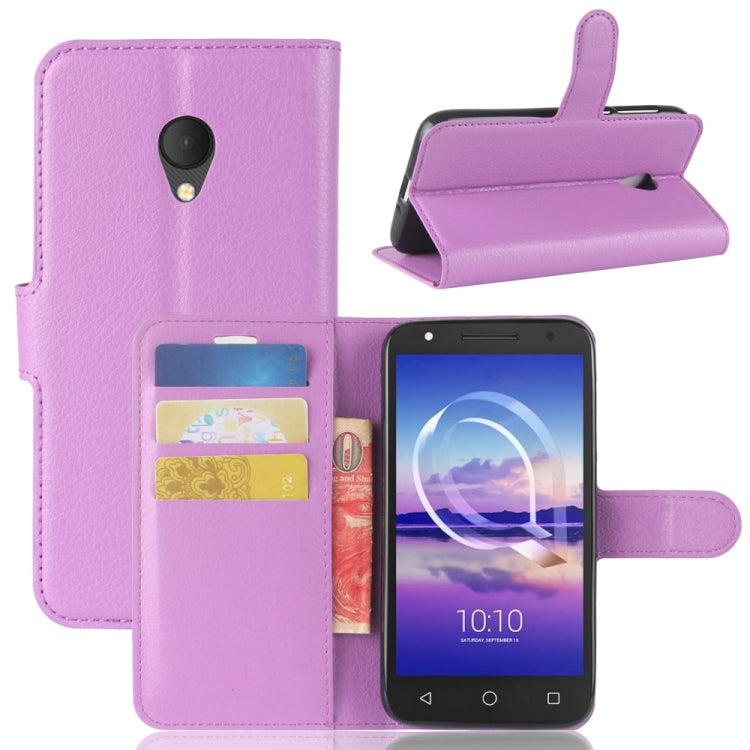 For Alcatel U5 HD Litchi Texture Horizontal Flip Leather Case with Holder & Card Slots & Wallet