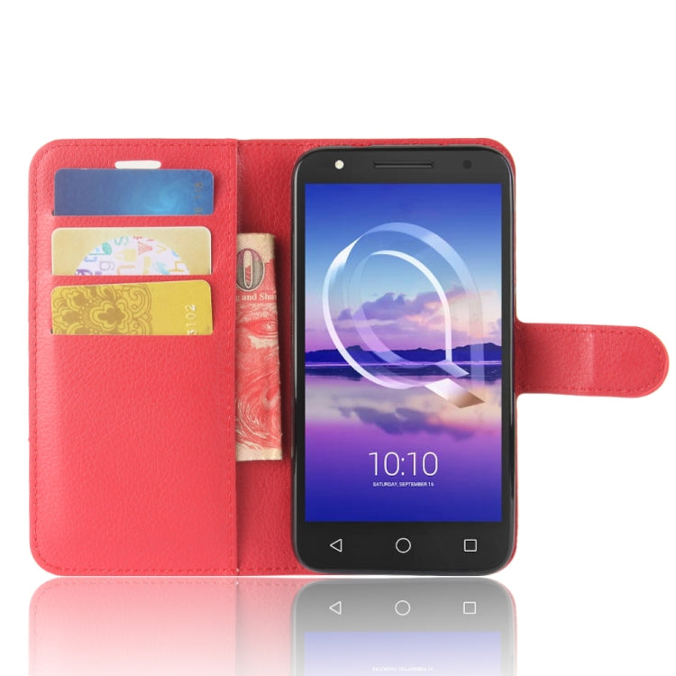 For Alcatel U5 HD Litchi Texture Horizontal Flip Leather Case with Holder & Card Slots & Wallet