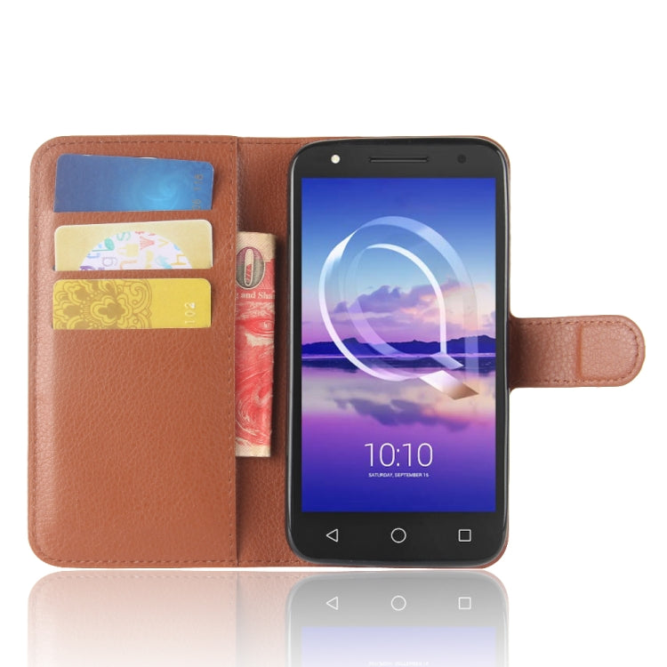 For Alcatel U5 HD Litchi Texture Horizontal Flip Leather Case with Holder & Card Slots & Wallet