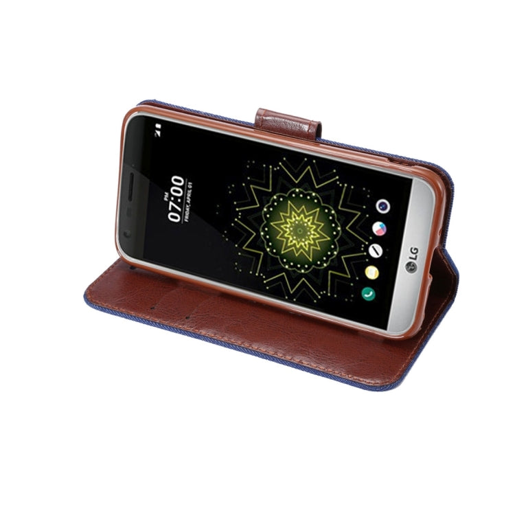 For LG G6 Denim Texture Horizontal Flip Leather Case with Holder & Card Slots (Dark Blue)