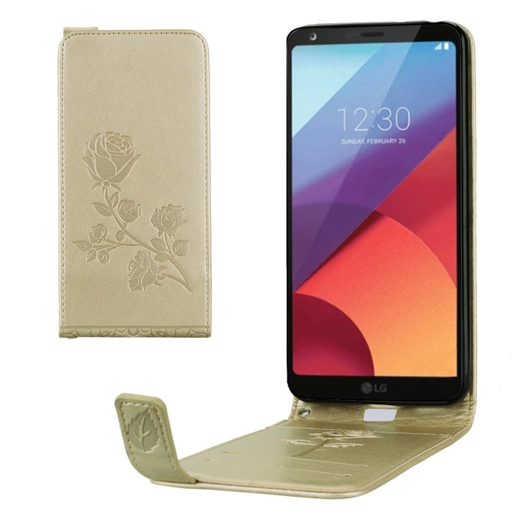 For LG G6 Roses Pressed Flowers Pattern Vertical Flip Leather Case with Card Slot & Lanyard