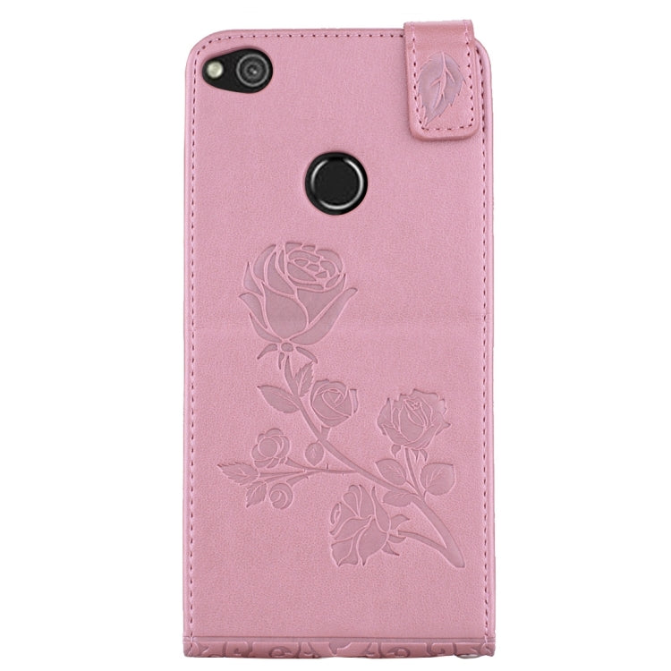 For Huawei  P8 Lite (2017) Roses Pressed Flowers Pattern Vertical Flip Leather Case with Card Slot & Lanyard