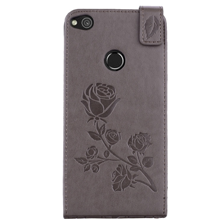 For Huawei  P8 Lite (2017) Roses Pressed Flowers Pattern Vertical Flip Leather Case with Card Slot & Lanyard